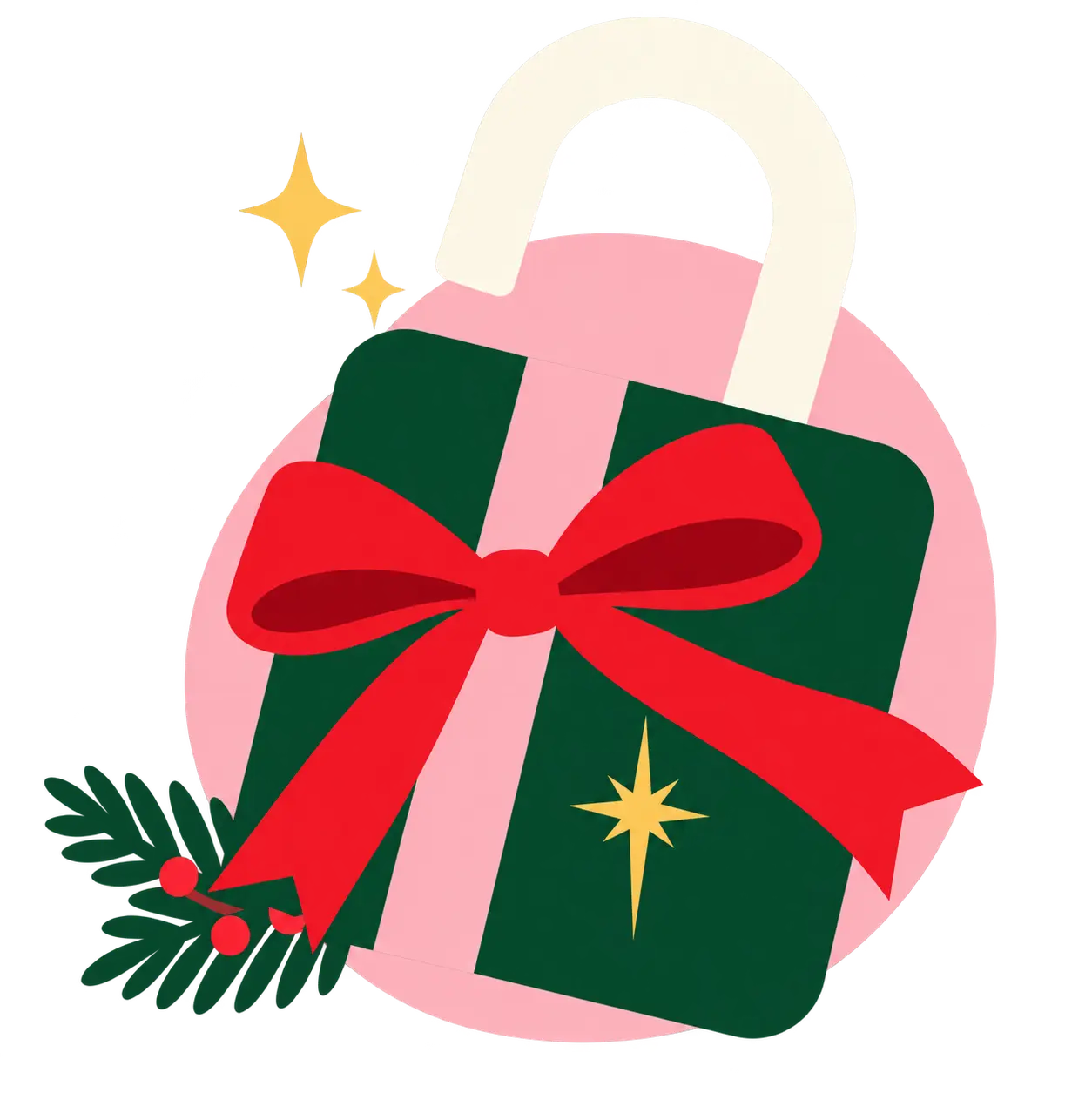 Christmas Unlocked gift and padlock illustration